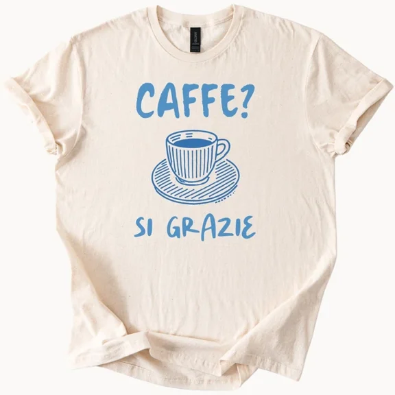Hot Trending Coffee Shirt Unisex Si Grazie Coffee Italian Graphic T Shirt Cotton Design Preview Only