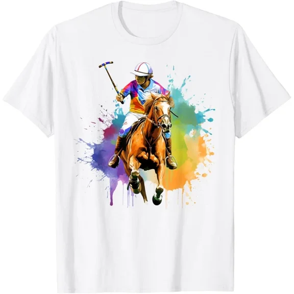 Hot Trending Colorful Polo Player Boy On Mens Polo (Equestrian) T-Shirt S-5Xl Birthday Gifts; For Men & Women