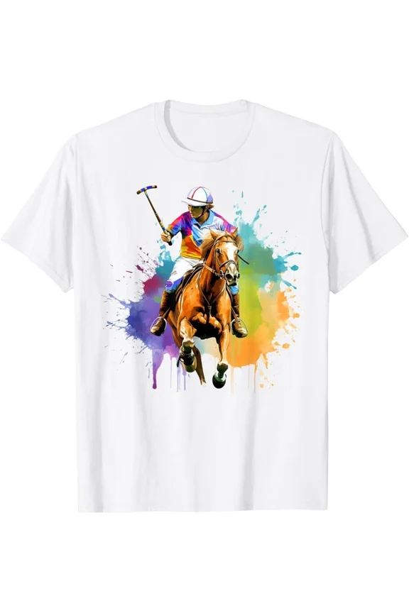 Hot Trending Colorful Polo Player Boy On Mens Polo (Equestrian) T-Shirt S-5Xl Birthday Gifts; For Men & Women