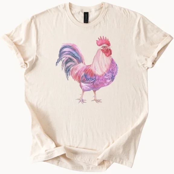 Hot Trending Colorful Rooster Tee Farm Chicken Graphic T Shirt Design Preview Only
