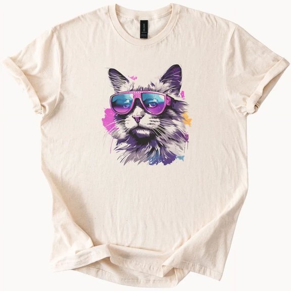 Hot Trending Cool Cat Tee Retro Sunglasses Kitten Graphic Shirt Design Preview Only