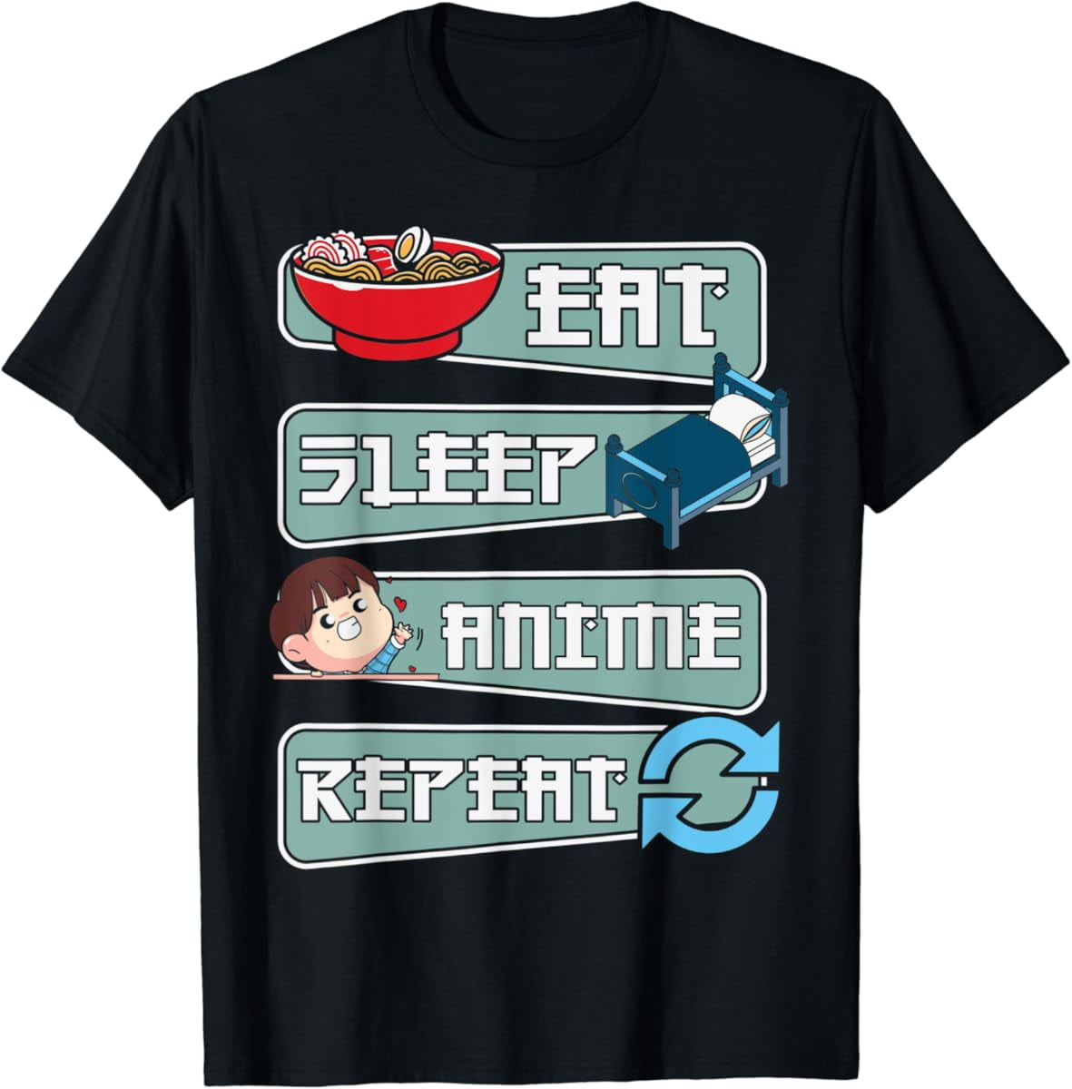 "Eat Sleep Anime" Men's T-Shirt - 100% Organic Cotton Japanese Animation Novelty Tee