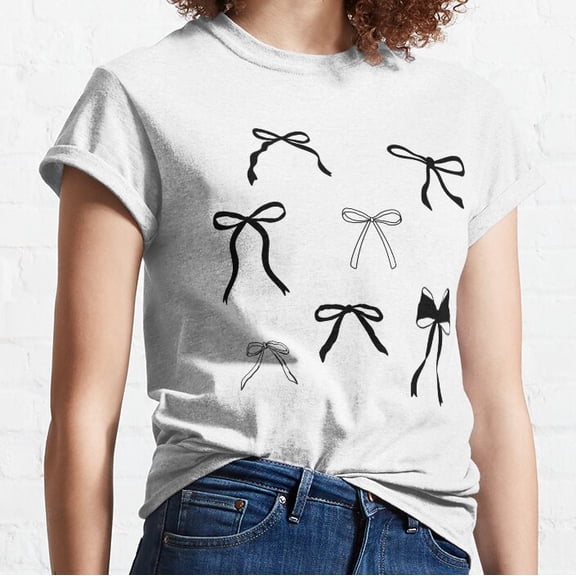 Hot Trending Coquette bow pack. Black bows. Aesthetic white and black bow. Classic T-Shirt Vintage Birthday Gifts
