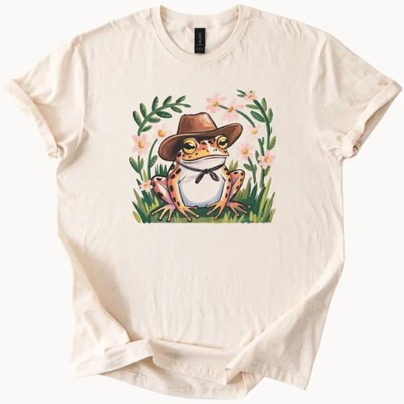 Hot Trending Cowboy Frog Shirt Western Toad Tee Cute Floral Nature Top Design Preview Only