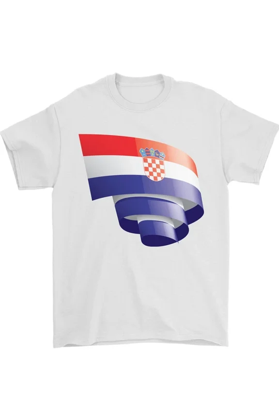 Hot Trending Curled Croatia Flag Croatian Day Football T-Shirt Design Preview Only