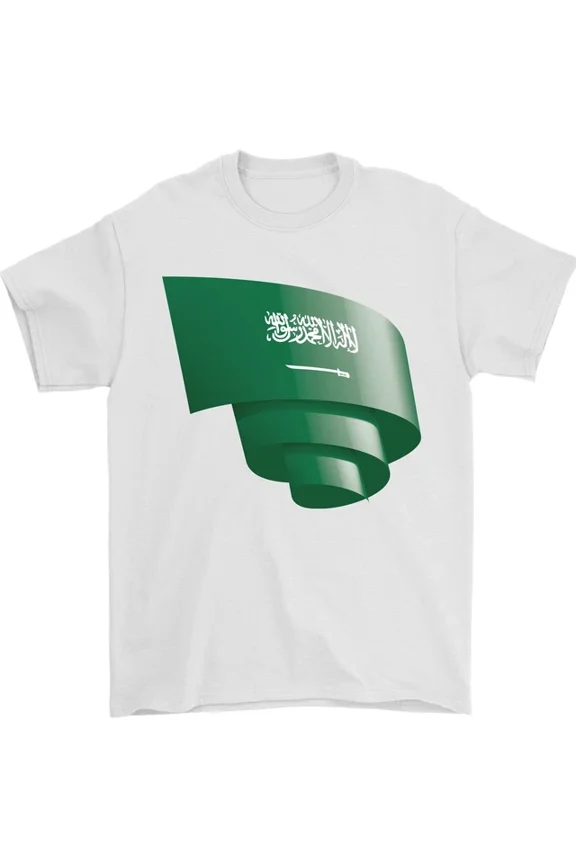 Hot Trending Curled Saudi Arabia Flag Arabian Day Football T-Shirt Design Preview Only