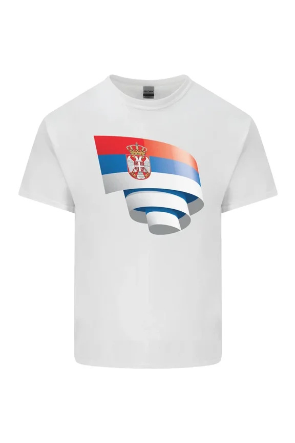 Hot Trending Curled Serbia Flag serbia Day Football T-Shirt Design Preview Only
