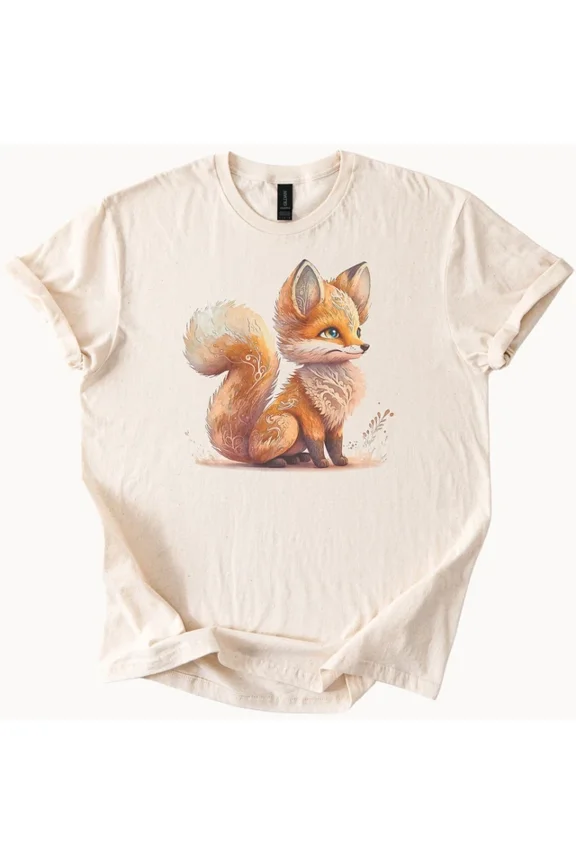 Hot Trending Cute Fox Graphic Tee Whimsical Animal TShirt Soft Style Top Design Preview Only