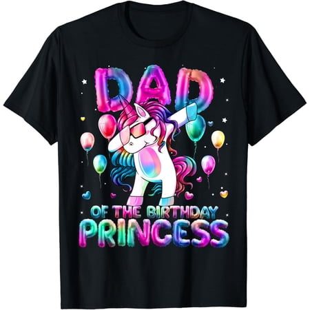 Hot Trending Dad of the Birthday Princess Girl Dabbing Unicorn Daddy T-Shirt Vintage Tee -Birthday Gifts