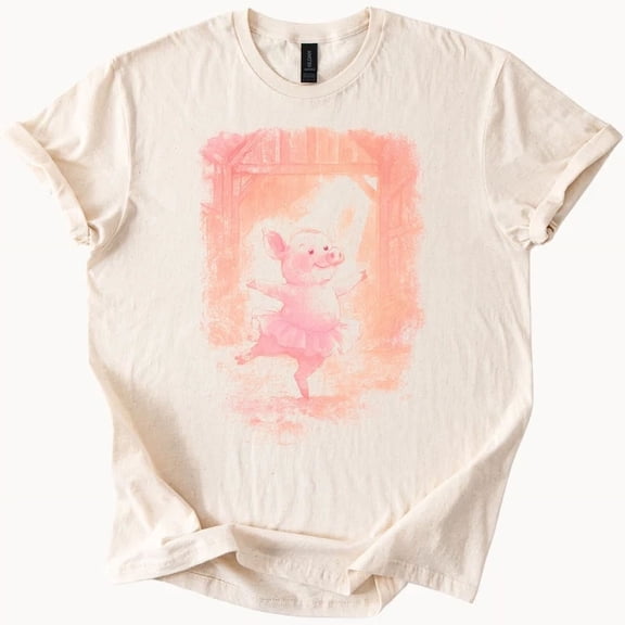 Hot Trending Dancing Pig TShirt Cute Ballerina Piglet Tee Funny Animal Gift Design Preview Only