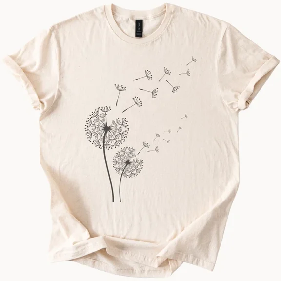 Hot Trending Dandelion Graphic T Shirt Wish Seed Flower Nature Tee Design Preview Only