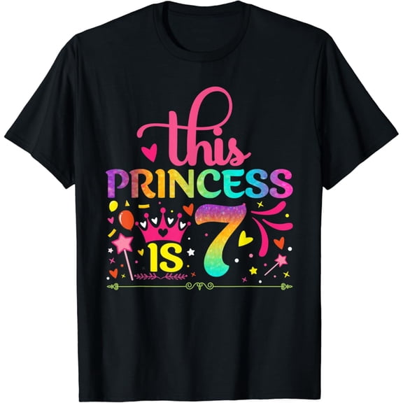 Hot Trending Daughter Birthday 7 Years Old Princess Girl 7th B-day Funny T-Shirt Vintage Tee -Birthday Gifts