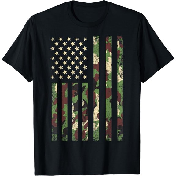 Hot Trending Desert Camo American Flag USA Military Tactical Camouflage T-Shirt Vintage Tee -Birthday Gifts