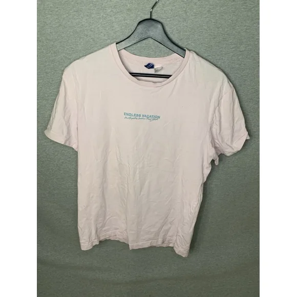 Hot Trending Divided H&M Men's XL Pink T-Shirt Endless Vacation Laidback Vibes Graphic Tee Design Preview Only