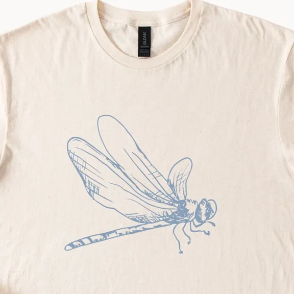 Hot Trending Dragonfly Shirt Unisex Minimalist Line Sketch Graphic T Shirt Beige Design Preview Only