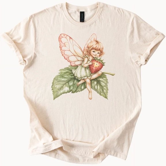 Hot Trending Fairy Strawberrycore Tee Cottagecore Whimsical Shirt Design Preview Only