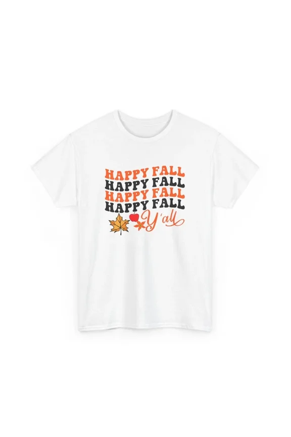 Hot Trending Fall Aesthetic T-Shirt | Autumn Leaves Pumpkin Spice Tee | Happy Fall y'all Design Preview Only