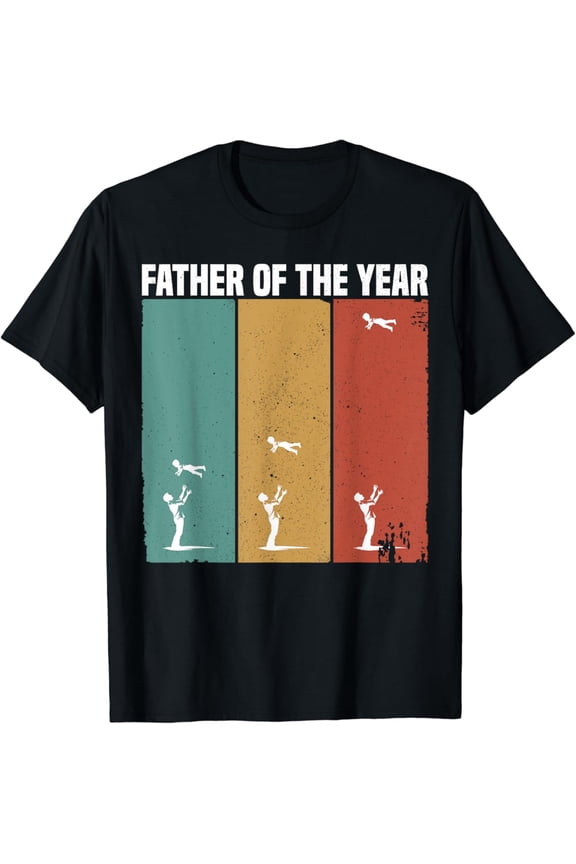 Hot Trending Father Of The Year Funny Dad Throwing Child In Sky Vintage T-Shirt Vintage Tee -Birthday Gifts