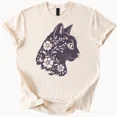 thumbnail image 1 of Hot Trending Floral Cat Tee Botanical Kitten Shirt Cute Feline Top Design Preview Only, 1 of 4