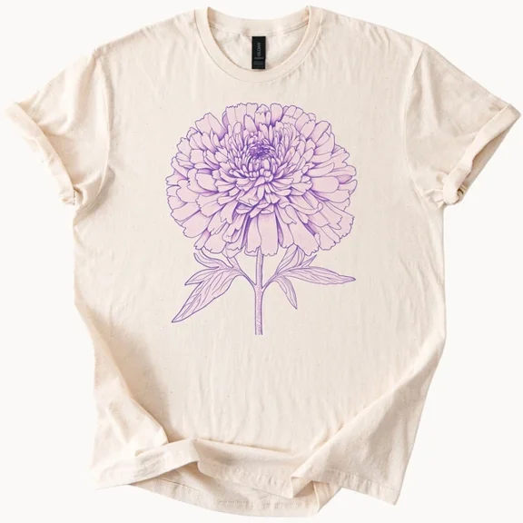 Hot Trending Floral Zinnia Tee Blossom Graphic Shirt Garden Flower Tshirt Design Preview Only
