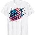 thumbnail image 1 of Hot Trending Flying Jets American Flag Usa Patriotic 4Th Of July T-Shirt Birthday Gifts; For Men & Women, 1 of 4