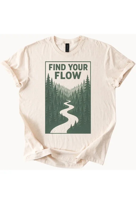 Hot Trending Forest River Flow Graphic Tee Nature Adventure Shirt Design Preview Only