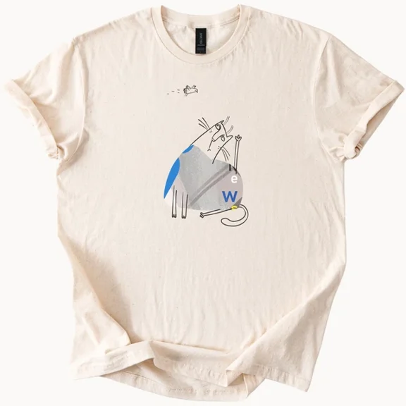 Hot Trending Funny Cat Drawing with Compass Letters Graphic Softstyle T Shirt Design Preview Only