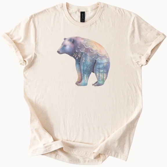 Hot Trending Galaxy Bear Tee Celestial Forest Shirt Animal Graphic Design Preview Only