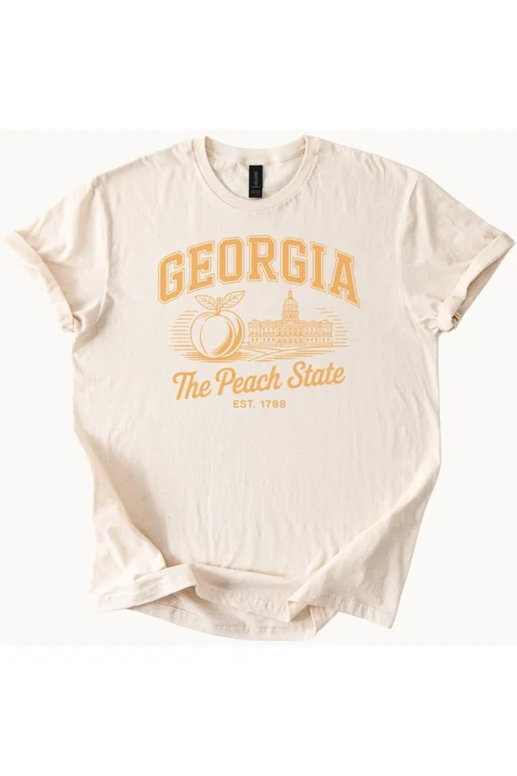 Hot Trending Georgia Peach State Tee Retro Graphic T-Shirt Design Preview Only