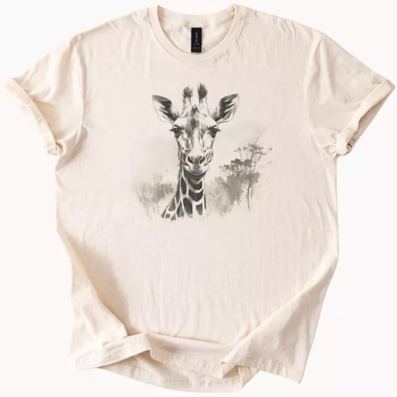 Hot Trending Giraffe Safari Graphic Shirt Realistic Wildlife Animal Print Nature Tee Design Preview Only
