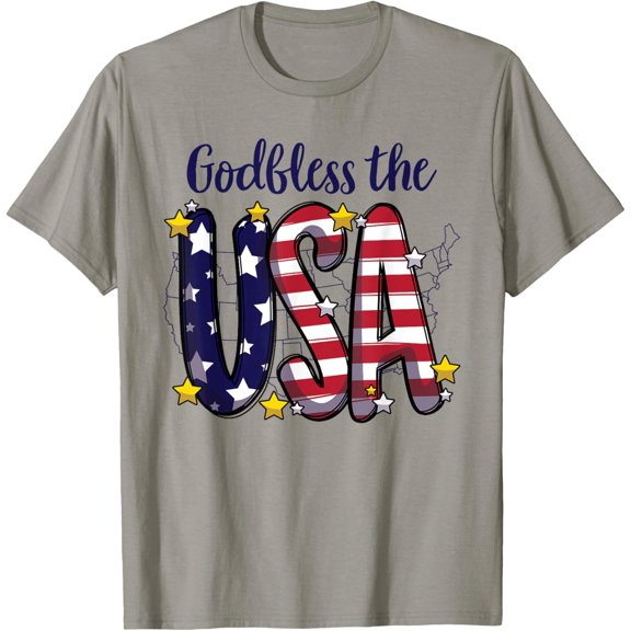 Hot Trending God Bless The Usa Patriotic American Flag 4Th Of July T-Shirt S-5Xl Birthday Gifts; For Men & Women
