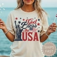 thumbnail image 1 of Hot Trending God Bless The Usa Tee, Patriotic Womens Shirts, 4Th Of July Shirt For Women, Vintage American Flag Gift For Her, Tee Shirts S-5Xl Birthday Gifts; For Men & Women, 1 of 4