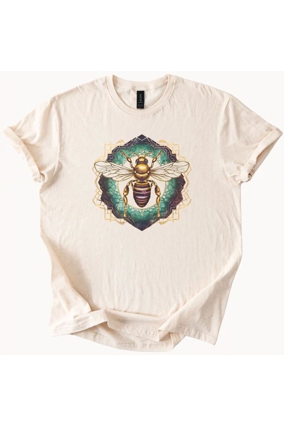 Hot Trending Golden Bee Graphic Tee Honeycomb Nature Shirt Design Preview Only