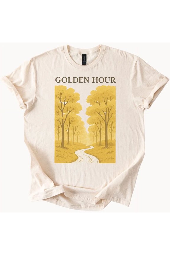 Hot Trending Golden Hour Trees Graphic Tee Nature Shirt Autumn Landscape Design Preview Only
