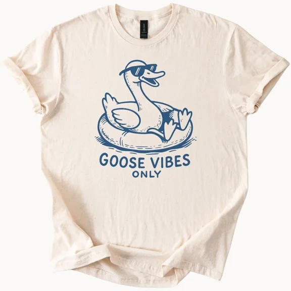 Hot Trending Goose Vibes Only T Shirt Funny Duck Summer Tee Relaxed Animal Graphic Design Preview Only