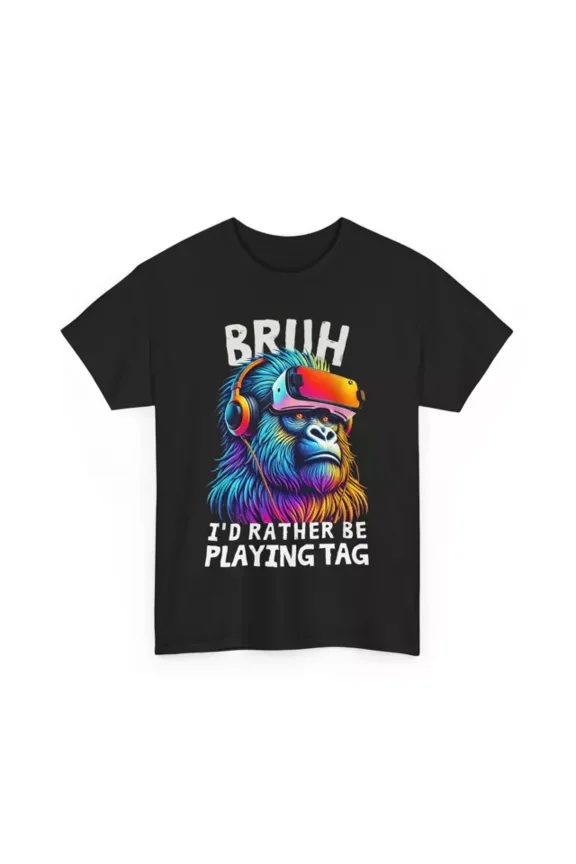 Hot Trending Gorilla Vr Gamer Shirt, Bruh I'D Rather Be Playing Gaming Lovers T-Shirt S-5Xl Birthday Gifts; For Men & Women