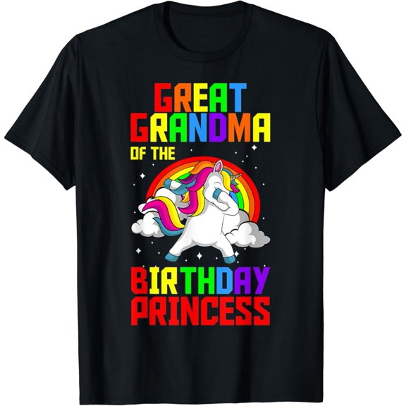 Hot Trending GreatGrandma Of The Birthday Princess Unicorn Rainbow Party T-Shirt Vintage Tee -Birthday Gifts