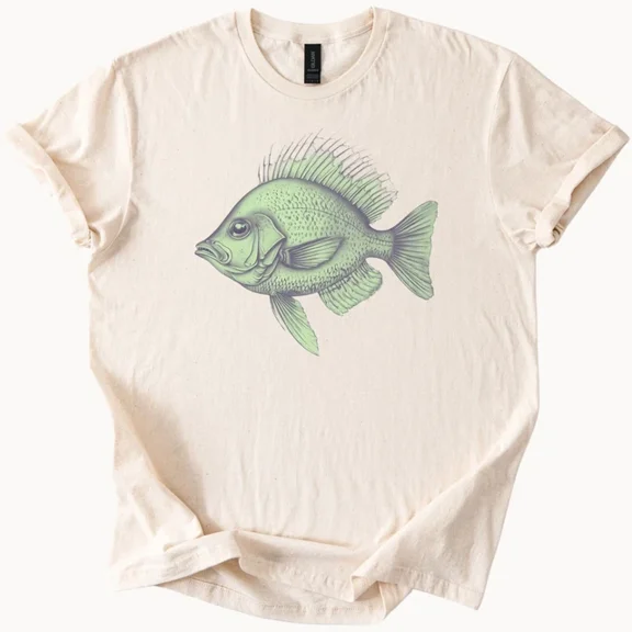 Hot Trending Green Fish Drawing Graphic T Shirt Design Preview Only