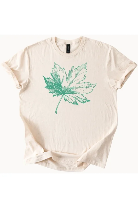 Hot Trending Green Maple Leaf Tee Botanical Nature Shirt Plant Lover Top Design Preview Only