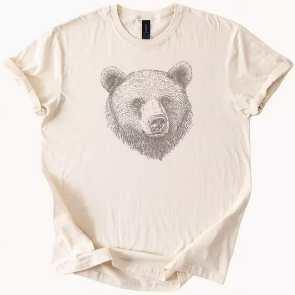 Hot Trending Grizzly Bear Head Sketch Graphic Tee Outdoors Wildlife Nature Shirt Design Preview Only