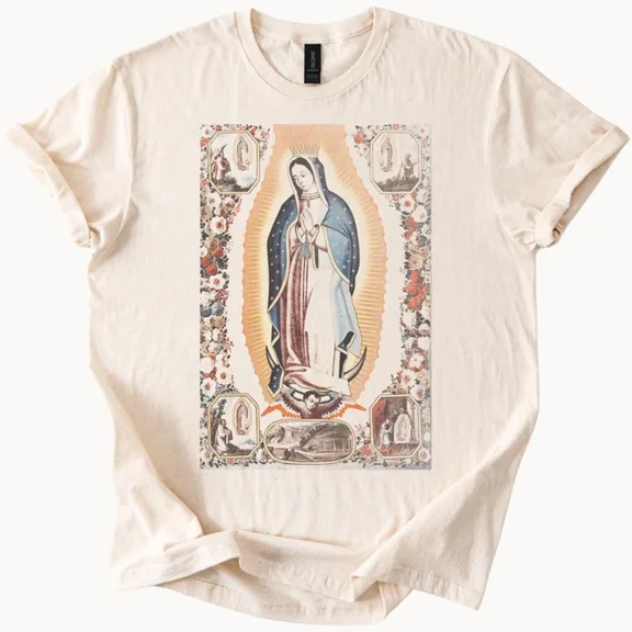 Hot Trending Guadalupe Graphic Tee Blessed Mother Catholic Shirt Design Preview Only