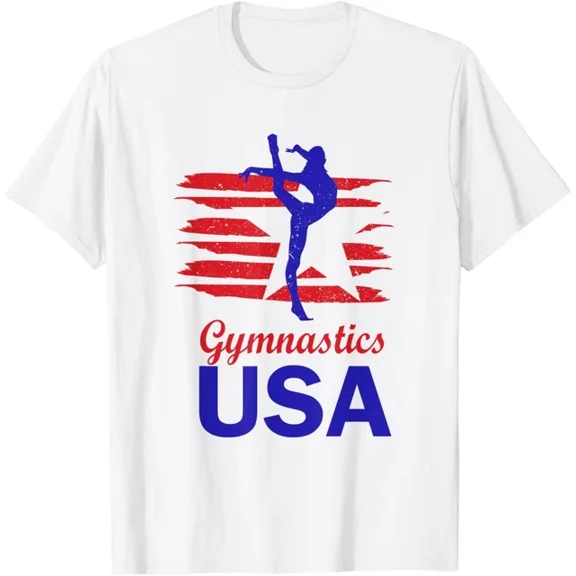 Hot Trending Gymnastics Usa Support The Team Athlete American Flag T-Shirt S-5Xl Birthday Gifts; For Men & Women