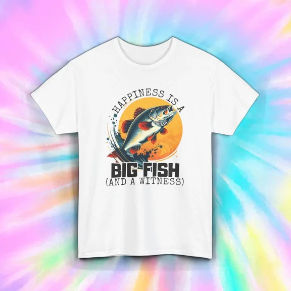 Hot Trending Happiness Is a Big Fish T-Shirt Funny Fish Witness Catch Design Preview Only
