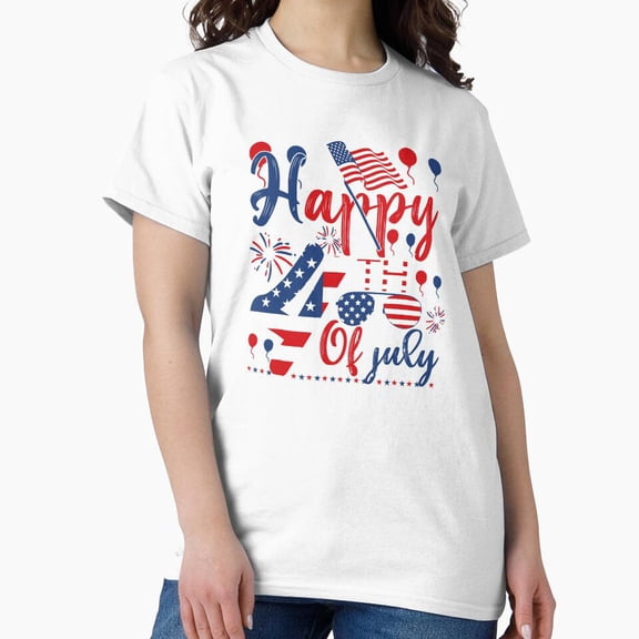 Hot Trending Happy Fourth Of July Patriotic American Us Flag 4Th Of July Classic T-Shirt S-5Xl Birthday Gifts; For Men & Women