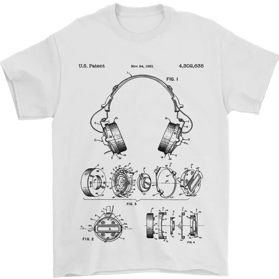 Hot Trending Headphones Patent Blueprint Dance Music DJ T-Shirt Design Preview Only