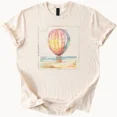 thumbnail image 1 of Hot Trending Hot Air Balloon Beach T Shirt Coastal Sunset Graphic Tee Design Preview Only, 1 of 4