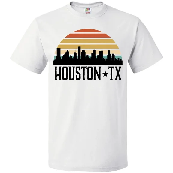 Hot Trending Houston Texas Skyline Retro T-Shirt Silhouette Apparel Mens Tees S-5Xl Birthday Gifts; For Men & Women