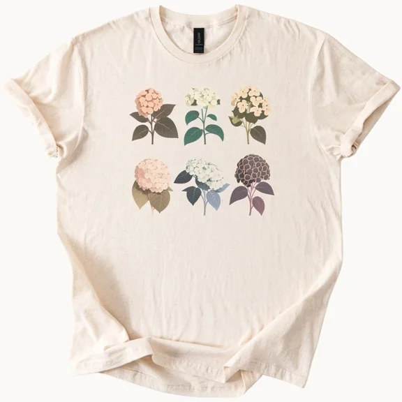 Hot Trending Hydrangea Flower Shirt Botanical Tee Floral Graphic Design Preview Only