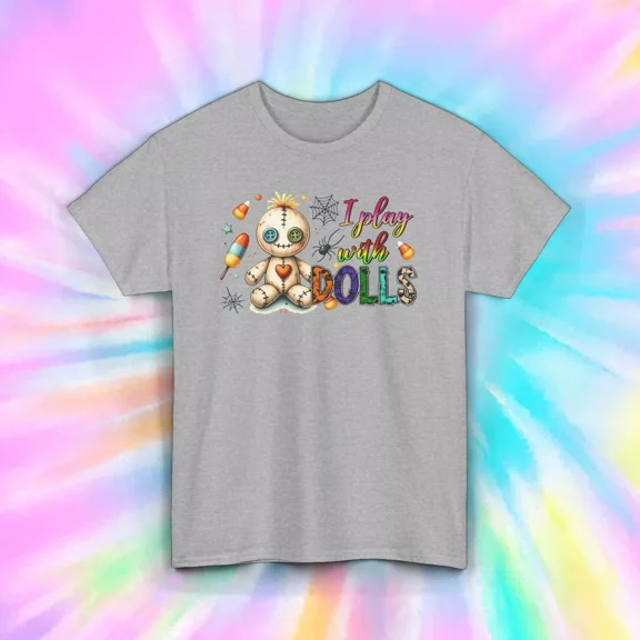 Hot Trending I Play with Dolls T-Shirt | Cute Voodoo Doll Halloween Graphic | Design Preview Only