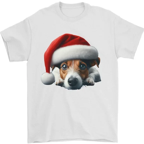 Hot Trending Jack Russell Wearing an Xmas Hat Dog T-Shirt Design Preview Only